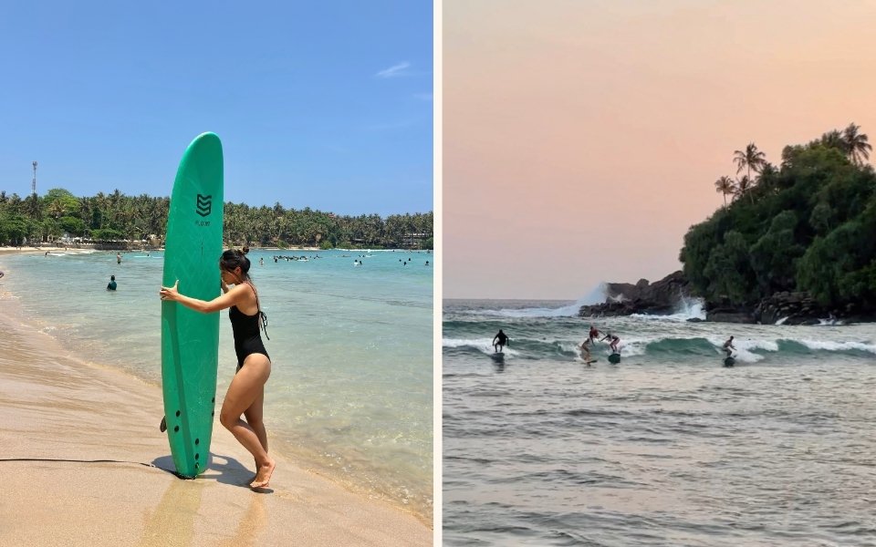 Surfing in Hiriketiya, Sri Lanka