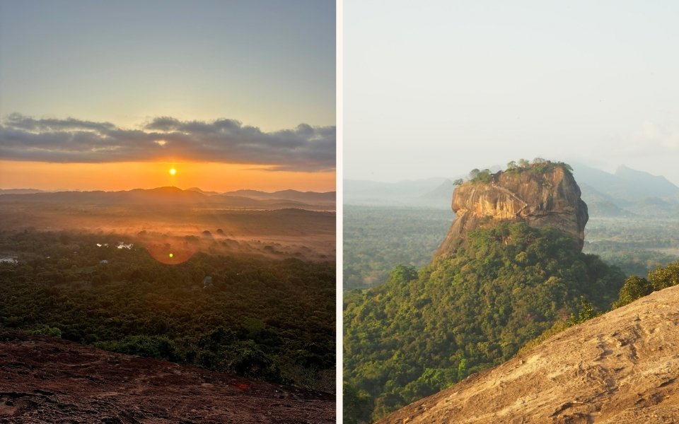 Sunrises with Lion's Rock, morning photography for Sigiriya travel guide.