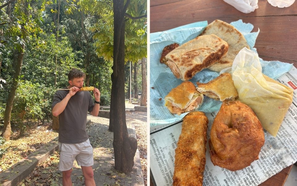 Roadside stalls and eating local cuisine, Sri Lanka.